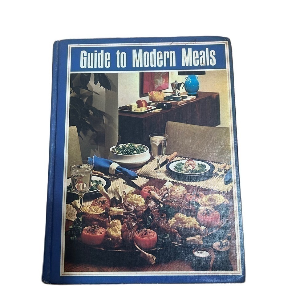 Vintage Guide to Modern Meals Hardcover Cook Book MCM Kitschy Blue